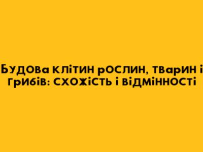 Будова клітин рослин, тварин і грибів: схожість і відмінності