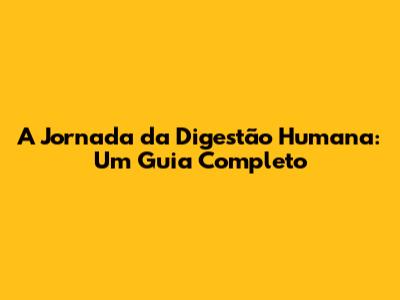 A Jornada da Digestão Humana: Um Guia Completo