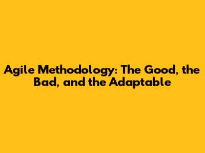 Agile Methodology: The Good, the Bad, and the Adaptable