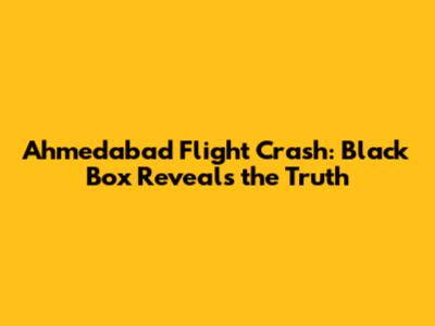 Ahmedabad Flight Crash: Black Box Reveals the Truth
