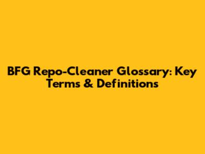 BFG Repo-Cleaner Glossary: Key Terms & Definitions