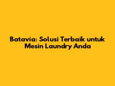 Batavia: Solusi Terbaik untuk Mesin Laundry Anda