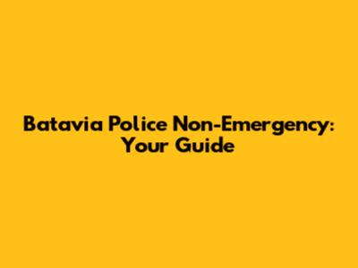 Batavia Police Non-Emergency: Your Guide