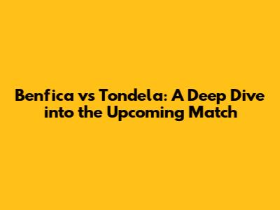 Benfica vs Tondela: A Deep Dive into the Upcoming Match
