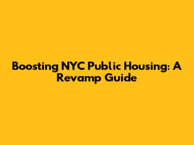 Boosting NYC Public Housing: A Revamp Guide