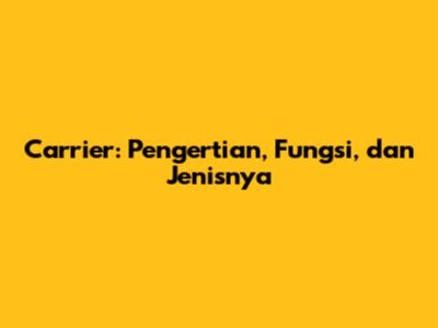 Carrier: Pengertian, Fungsi, dan Jenisnya