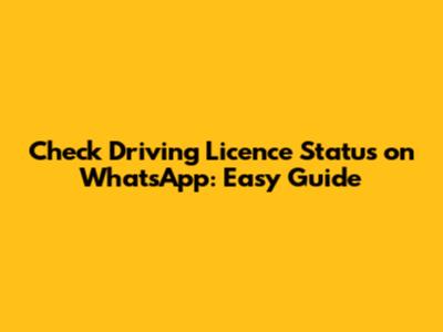 Check Driving Licence Status on WhatsApp: Easy Guide