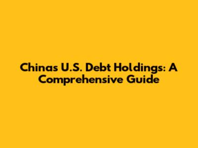 China's U.S. Debt Holdings: A Comprehensive Guide