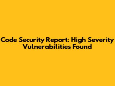 Code Security Report: High Severity Vulnerabilities Found