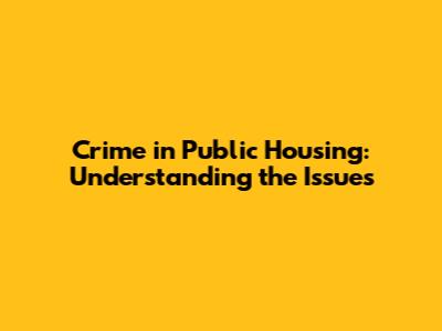 Crime in Public Housing: Understanding the Issues