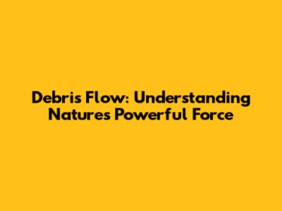Debris Flow: Understanding Nature's Powerful Force