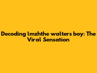Decoding 'lmzhthe walters boy': The Viral Sensation