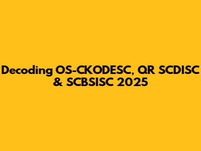Decoding OS-CKODESC, QR SCDISC & SCBSISC 2025