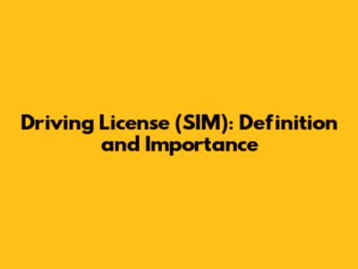 Driving License (SIM): Definition and Importance