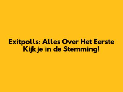 Exitpolls: Alles Over Het Eerste Kijkje in de Stemming!