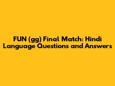 FUN (gg) Final Match: Hindi Language Questions and Answers