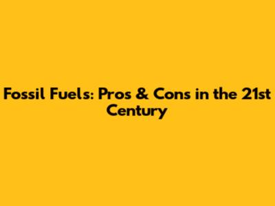 Fossil Fuels: Pros & Cons in the 21st Century