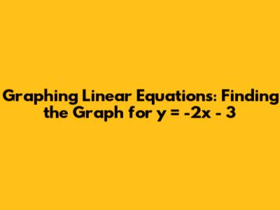 Graphing Linear Equations: Finding the Graph for y = -2x - 3