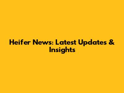 Heifer News: Latest Updates & Insights