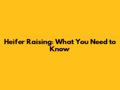 Heifer Raising: What You Need to Know