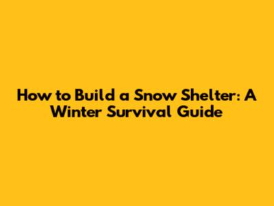 How to Build a Snow Shelter: A Winter Survival Guide