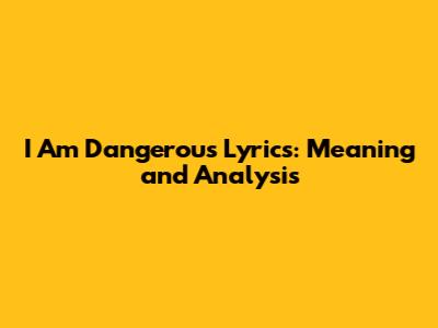 I Am Dangerous Lyrics: Meaning and Analysis
