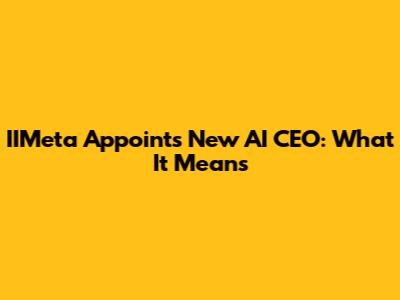IIMeta Appoints New AI CEO: What It Means