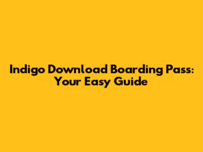 Indigo Download Boarding Pass: Your Easy Guide