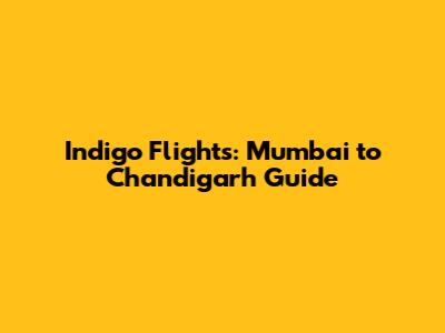 Indigo Flights: Mumbai to Chandigarh Guide