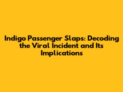 Indigo Passenger Slaps: Decoding the Viral Incident and Its Implications