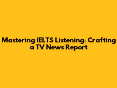 Mastering IELTS Listening: Crafting a TV News Report