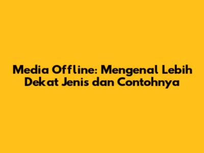 Media Offline: Mengenal Lebih Dekat Jenis dan Contohnya
