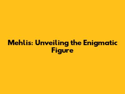 Mehlis: Unveiling the Enigmatic Figure