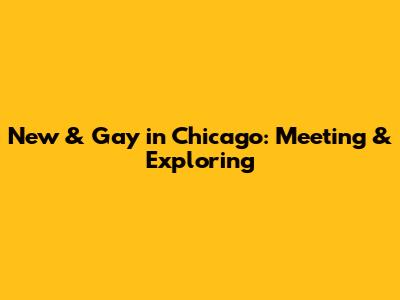 New & Gay in Chicago: Meeting & Exploring