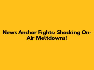 News Anchor Fights: Shocking On-Air Meltdowns!