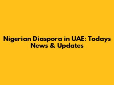 Nigerian Diaspora in UAE: Today's News & Updates