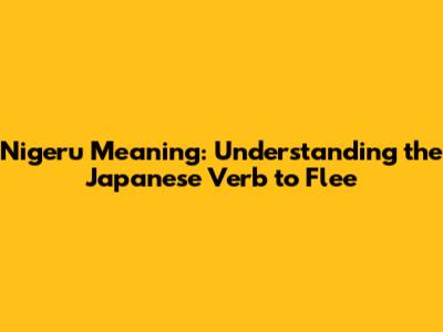 Nigeru Meaning: Understanding the Japanese Verb to Flee