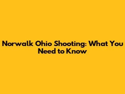 Norwalk Ohio Shooting: What You Need to Know