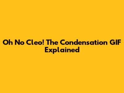 Oh No Cleo! The Condensation GIF Explained