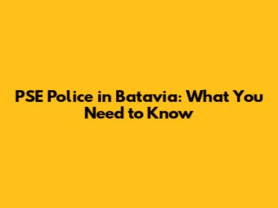 PSE Police in Batavia: What You Need to Know