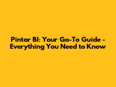 Pintar BI: Your Go-To Guide - Everything You Need to Know