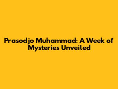 Prasodjo Muhammad: A Week of Mysteries Unveiled