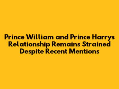 Prince William and Prince Harry's Relationship Remains Strained Despite Recent Mentions