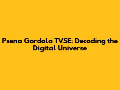 Psena Gordola TVSE: Decoding the Digital Universe