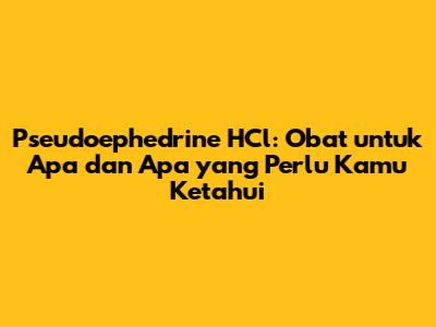 Pseudoephedrine HCl: Obat untuk Apa dan Apa yang Perlu Kamu Ketahui