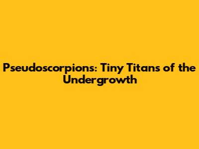 Pseudoscorpions: Tiny Titans of the Undergrowth