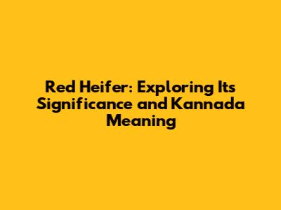 Red Heifer: Exploring Its Significance and Kannada Meaning