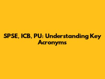 SPSE, ICB, PU: Understanding Key Acronyms