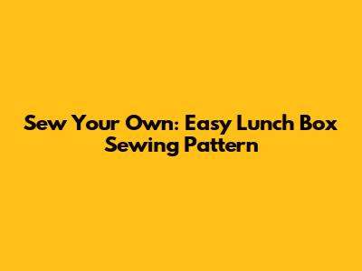 Sew Your Own: Easy Lunch Box Sewing Pattern