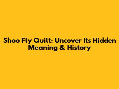 Shoo Fly Quilt: Uncover Its Hidden Meaning & History